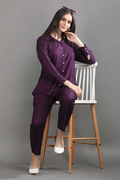 Mulberry Mode purple co-ord set – relaxed silhouette
