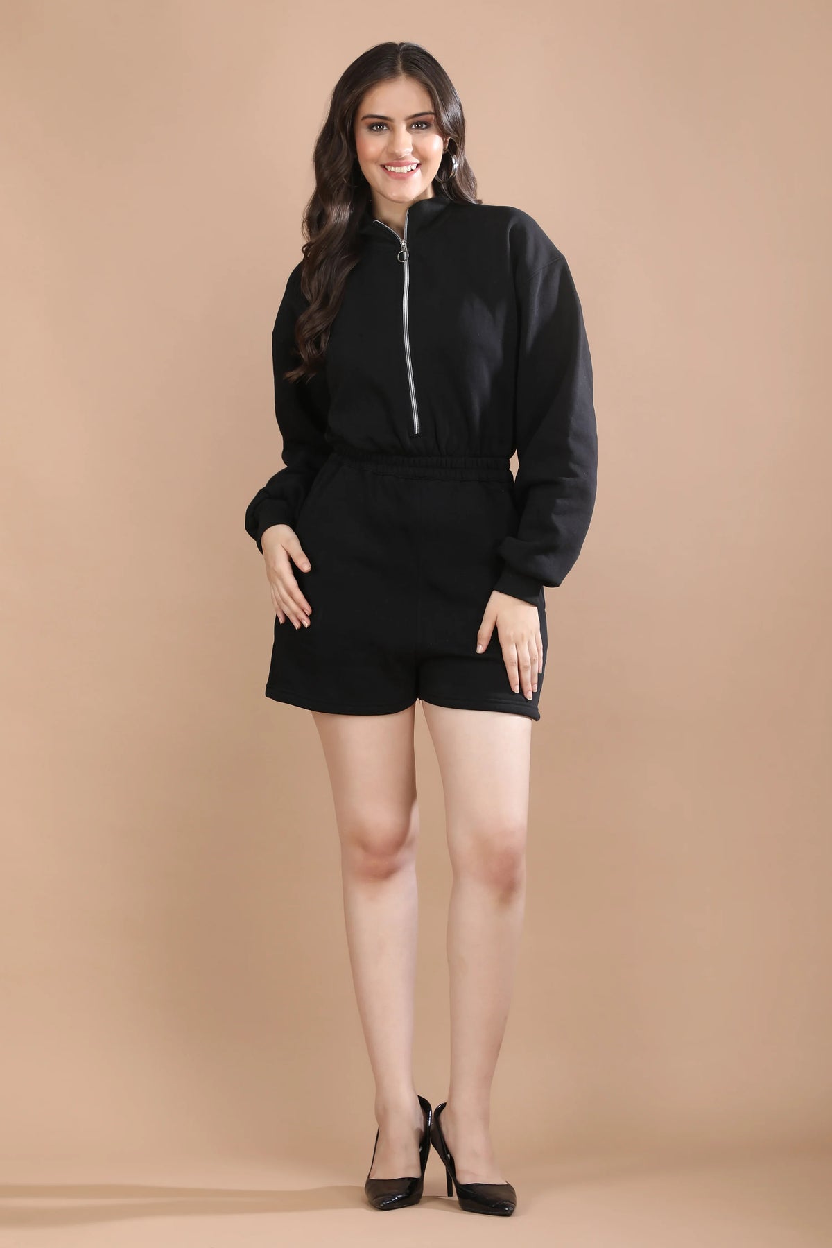 Black winter romper for women – Shadow State Romper by Guilt & Class
