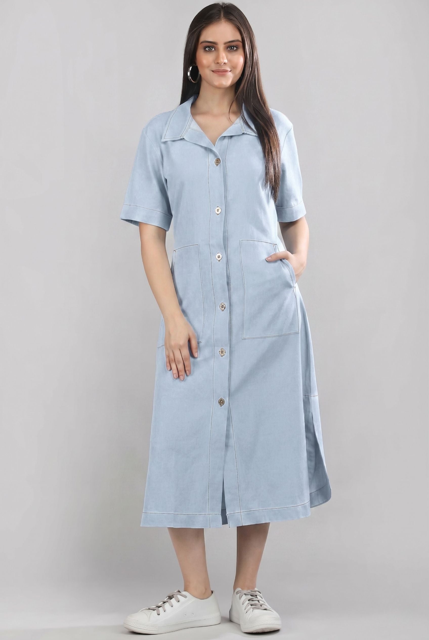 Long Story Denim Shirt Dress