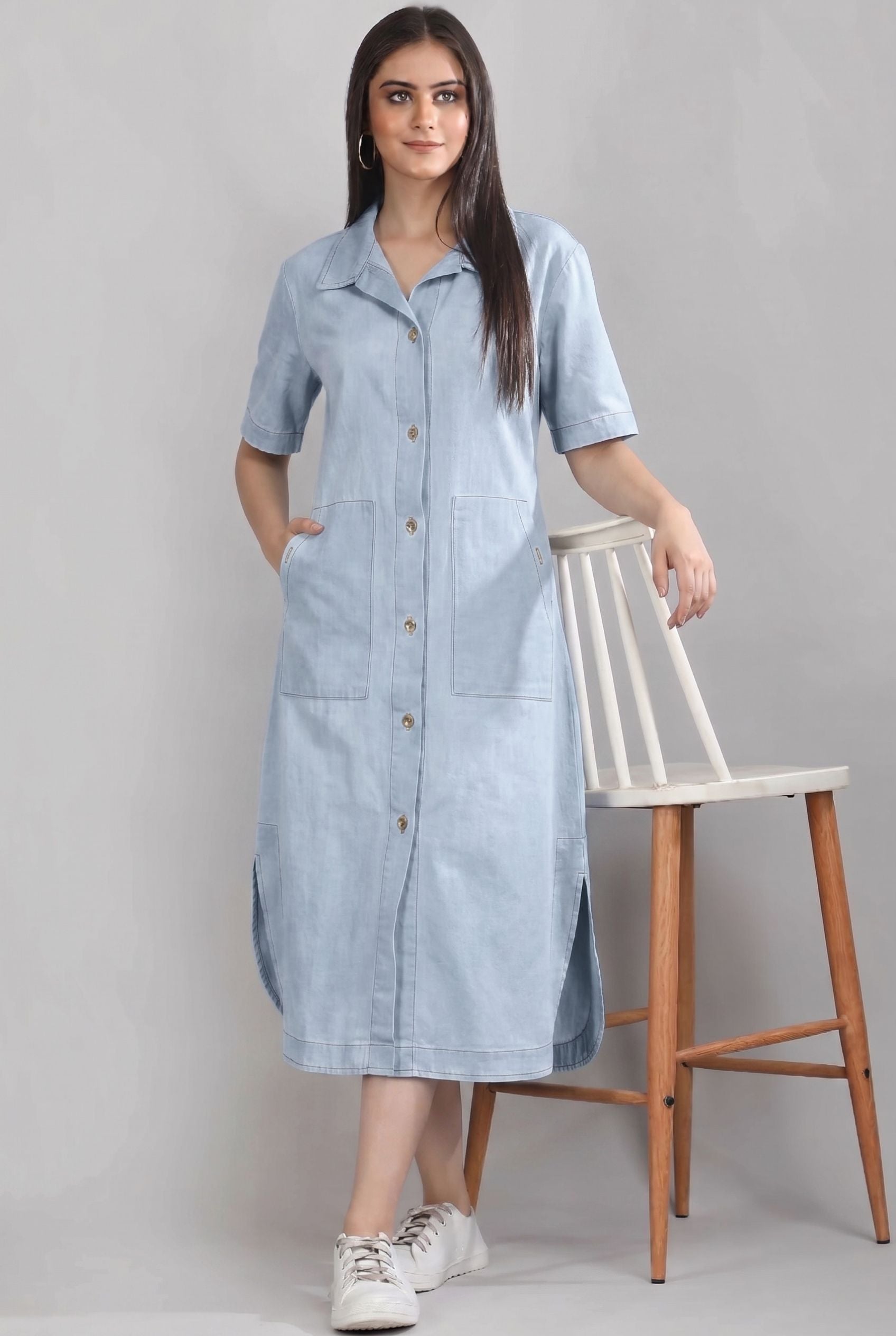 Long Story Denim Shirt Dress