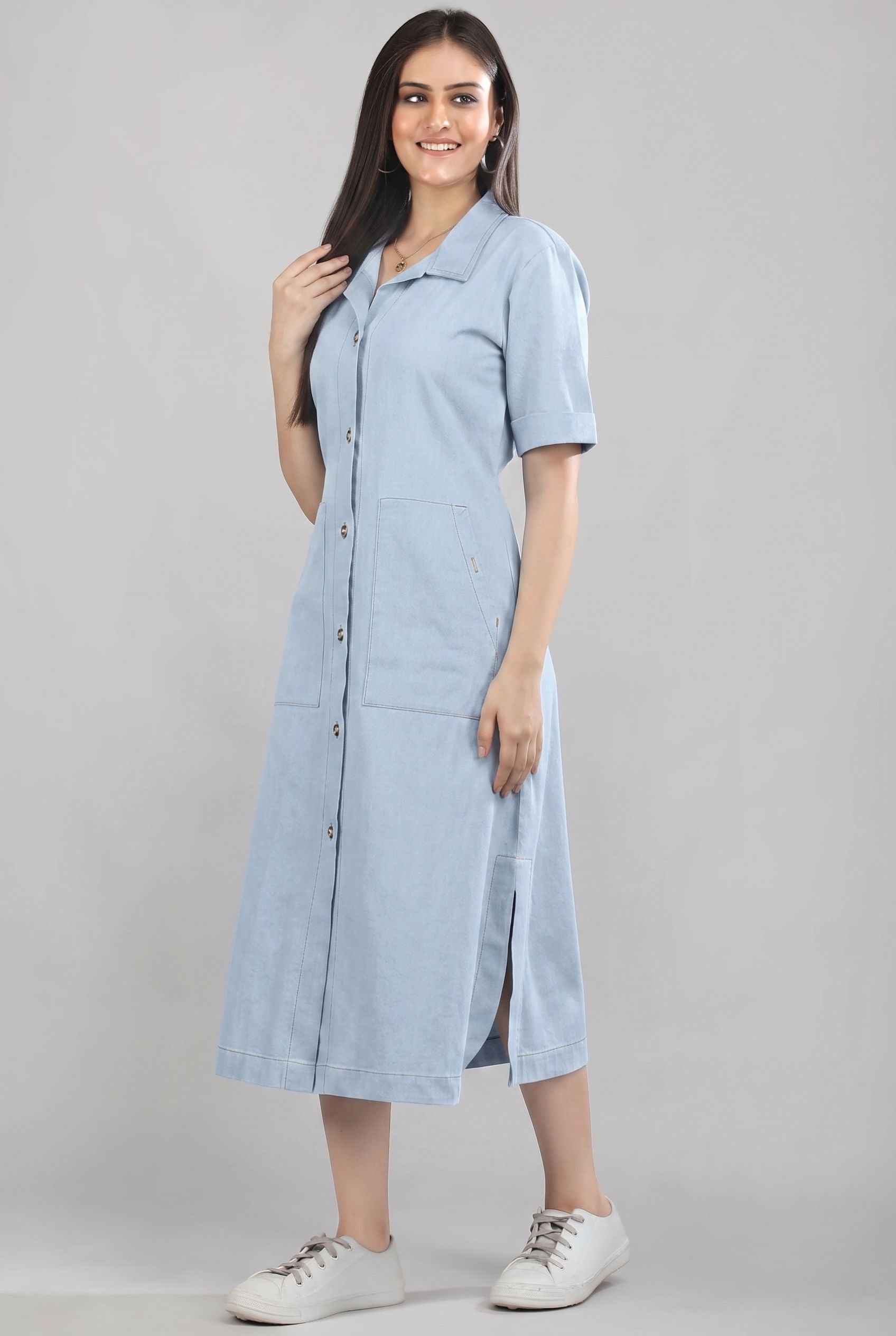 Long Story Denim Shirt Dress