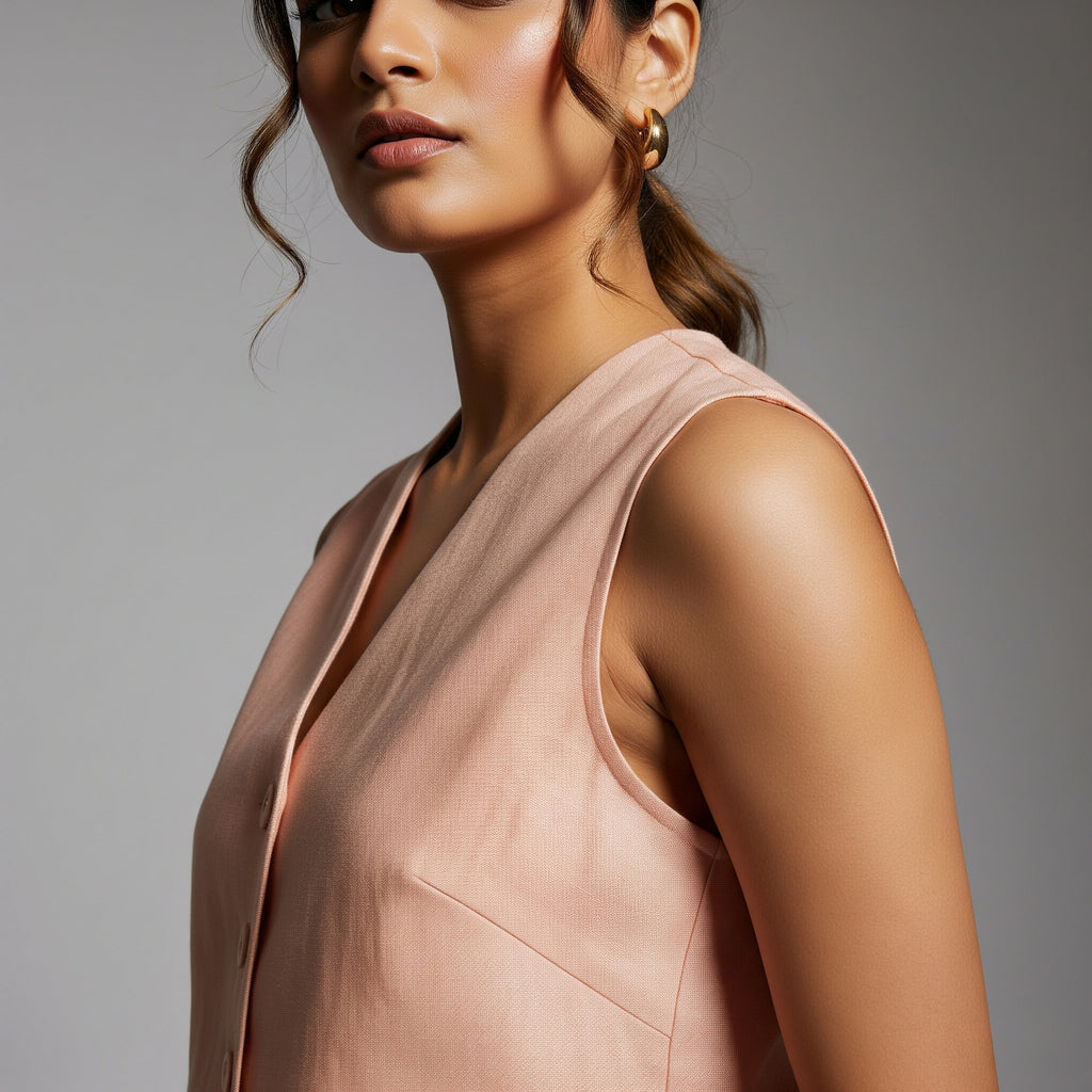 Peach Side Linen Co-Ord Set