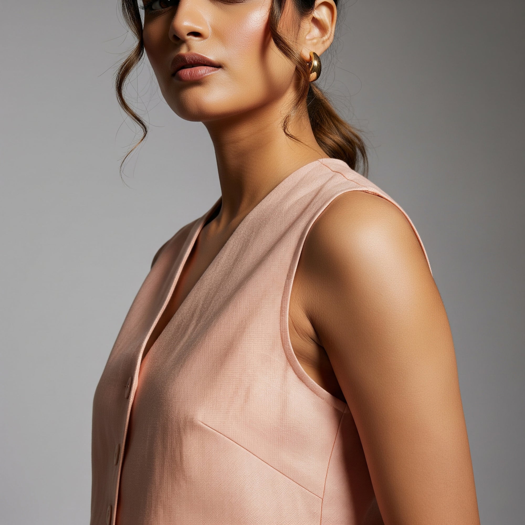 Peach Side Linen Co-Ord Set