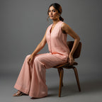 Peach Side Linen Co-Ord Set