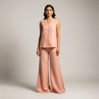 Peach Side Linen Co-Ord Set