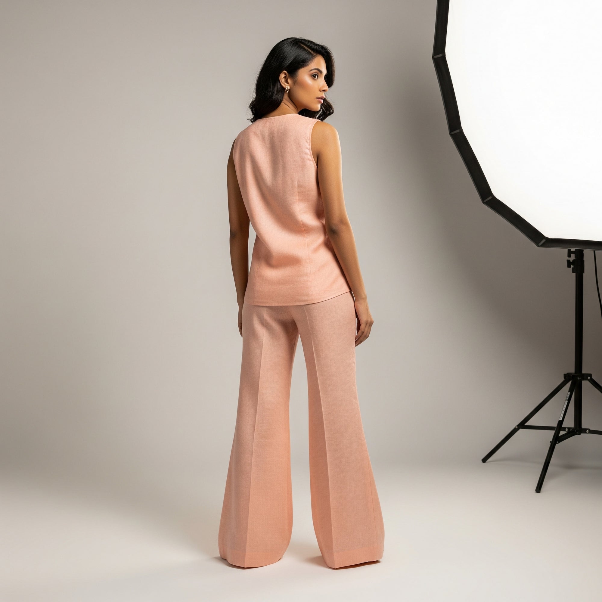 Peach Side Linen Co-Ord Set