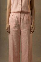 English Rose linen co-ord set for women trouser focus view