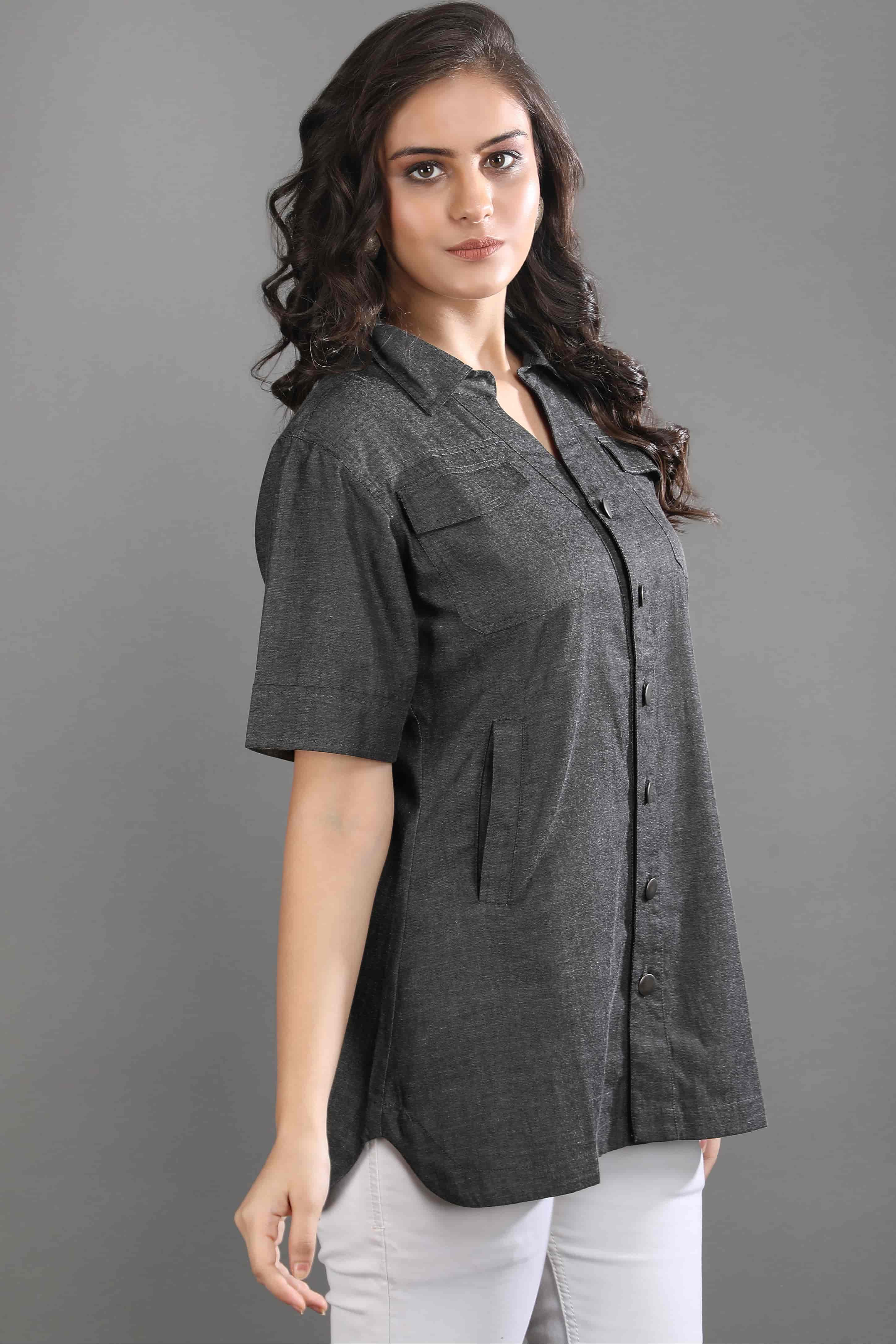 Styled view of the Ash in Form denim shirt by Guilt & Class, designed for effortless everyday wear and easy layering.