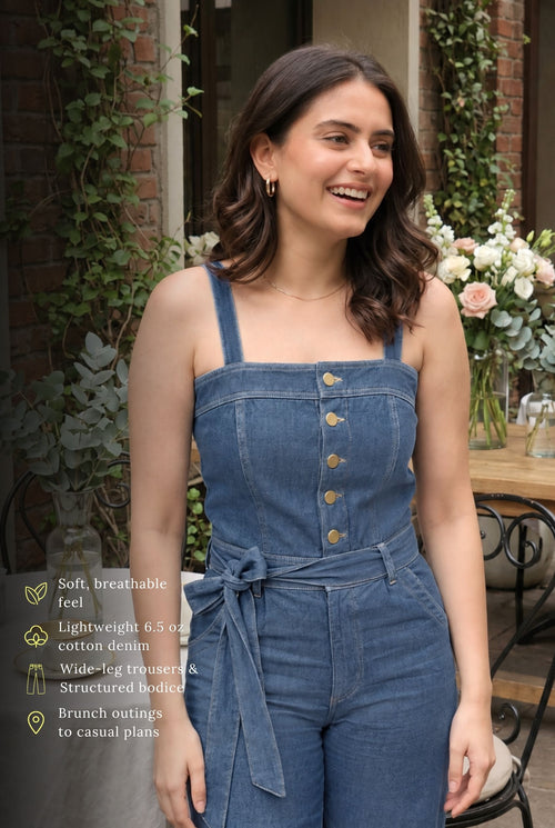 Caught in Denim Jumpsuit - Dark Blue