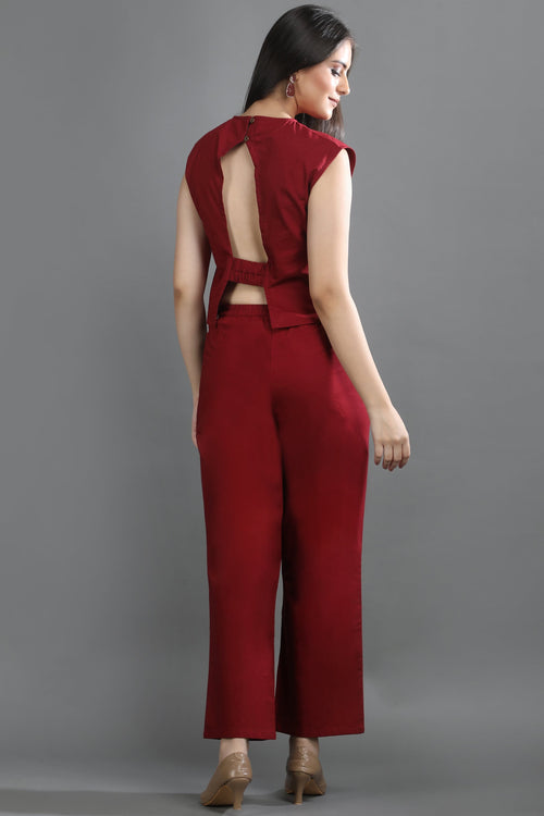 Back view of the Oxford Ease co-ord set by Guilt & Class, featuring a sleeveless top with button closure and an elasticated back.